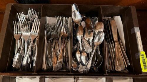 (30) DINNER FORKS, (30) SALAD FORKS, (50) SPOONS, AND (20) KNIVES