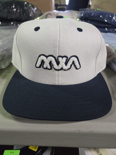 (4) BLUE AND WHITE LOGO HATS
