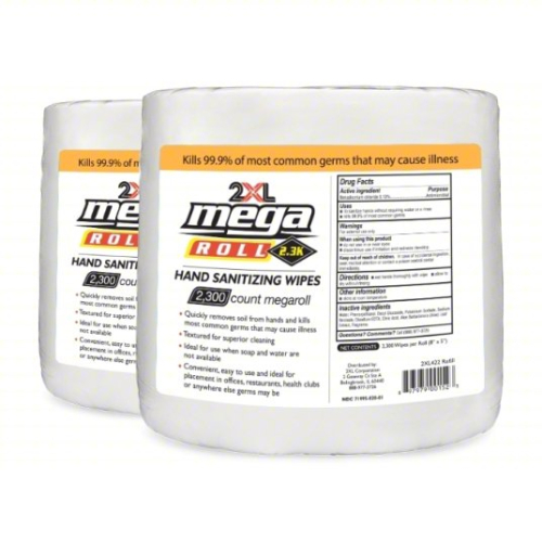 (2) BAGS MEGAROLL HAND SANITIZER WIPES