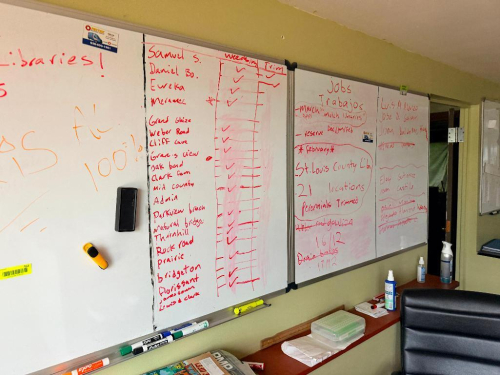(5) DRY ERASE BOARDS.