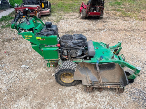 JOHN DEERE COMMERCIAL WALK-BEHIND MOWER, MODEL W52R (HYDROSTATIC), 52" CUTTING DECK, DUAL HYDRO DRIVES, GAS ENGINE (KAWASAKI FX/FS SERIES TYPE), WITH SIDE DISCHARGE CHUTE.