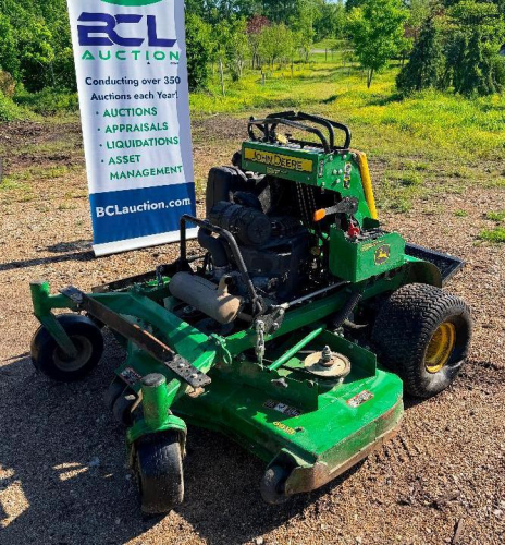JOHN DEERE ZERO TURN STAND-ON MOWER, HYDROSTATIC DRIVE, SIDE DISCHARGE DECK, COMMERCIAL DUTY