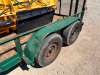 TANDEM AXLE UTILITY TRAILER WITH STEEL FRAME, WOOD DECK, AND MESH RAMP GATE. EQUIPPED WITH 2" BALL HITCH, MANUAL JACK, AND TRAILER LIGHT WIRING. SHOWS SURFACE RUST, PAINT WEAR, AND TIRE WEAR CONSISTENT WITH USE. - 3