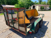 TANDEM AXLE UTILITY TRAILER WITH STEEL FRAME, WOOD DECK, AND MESH RAMP GATE. EQUIPPED WITH 2" BALL HITCH, MANUAL JACK, AND TRAILER LIGHT WIRING. SHOWS SURFACE RUST, PAINT WEAR, AND TIRE WEAR CONSISTENT WITH USE. - 5