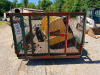 TANDEM AXLE UTILITY TRAILER WITH STEEL FRAME, WOOD DECK, AND MESH RAMP GATE. EQUIPPED WITH 2" BALL HITCH, MANUAL JACK, AND TRAILER LIGHT WIRING. SHOWS SURFACE RUST, PAINT WEAR, AND TIRE WEAR CONSISTENT WITH USE. - 6