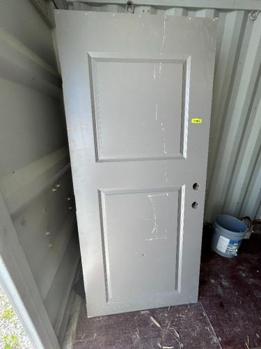 (1) LARGE LOT OF GREY WOODEN DOORS
