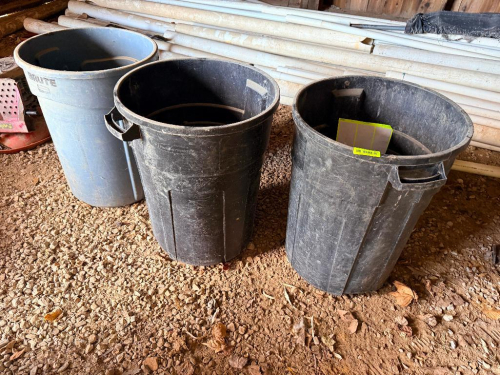 (3) PLASTIC TRASH CANS.