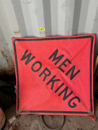 (1) LARGE ORANGE MEN WORKING SIGN AND ASSORTED ITEMS AS SHOWN