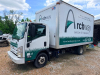 2012 ISUZU CAB OVER BOX TRUCK WITH ENCLOSED CARGO BODY, ROLL-UP REAR DOOR, AND REAR RAMP GATE. UNIT