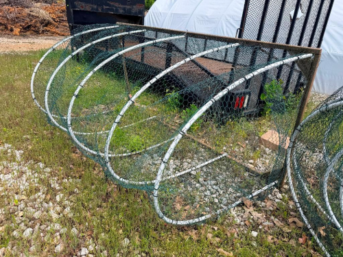 (3) PVC FRAME NETTED ENCLOSURES WITH WOOD FRAMING AND MESH NETTING