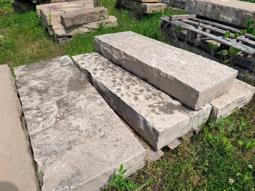 (4) LARGE RECTANGULAR DIMENSIONAL PIECES WITH WEATHERED FINISHES AND NATURAL EDGES