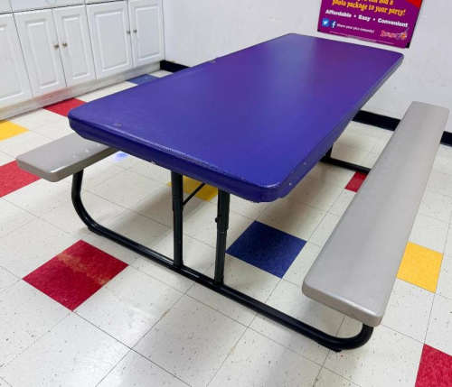 72" GREY PLASTIC PICNIC TABLE W/ VINYL COVER