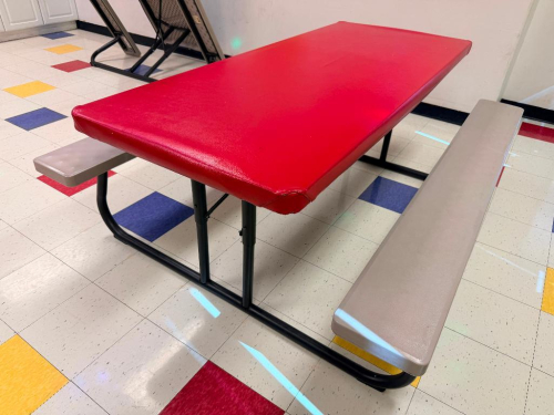 72" GREY PLASTIC PICNIC TABLE W/ VINYL COVER