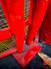 COMMERCIAL INFLATABLE 18 FT SLIDE WITH BLOWER AND ROUND MULTI-LEVEL CLIMBING PLAY STRUCTURE. INCLUDES INFLATABLE SLIDE, BLOWER FAN, METAL FRAME PLAY TOWER, NETTING, AND PADDED SUPPORTS. DISASSEMBLY REQUIRED. - 6