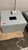 HOFFMAN ELECTRICAL CONTROL PANEL ENCLOSURE WITH PRE-WIRED TERMINAL BLOCKS, DIN RAIL COMPONENTS, STATUS INDICATOR LIGHTS, AND VIEWING WINDOW. STEEL NEMA-TYPE ENCLOSURE WITH LOCKING HANDLE. INTERIOR CONTAINS TERMINAL STRIPS, CIRCUIT PROTECTION COMPONENTS, A - 5