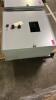 HOFFMAN ELECTRICAL CONTROL PANEL ENCLOSURE WITH PRE-WIRED TERMINAL BLOCKS, DIN RAIL COMPONENTS, STATUS INDICATOR LIGHTS, AND VIEWING WINDOW. STEEL NEMA-TYPE ENCLOSURE WITH LOCKING HANDLE. INTERIOR CONTAINS TERMINAL STRIPS, CIRCUIT PROTECTION COMPONENTS, A - 7