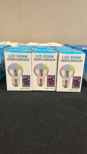 (9) LED RGB LIGHT BULBS W/ COLOR CHANGE REMOTE.