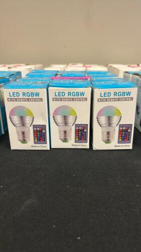 (9) LED RGB LIGHT BULBS W/ COLOR CHANGE REMOTE.