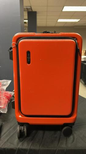 (1) 2 PIECE ORANGE HARD CARRY ON WEEKENDER LUGGAGE SET