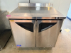 TURBO AIR TWO DOOR UNDERCOUNTER REFRIGERATOR WITH STAINLESS STEEL TOP, DIGITAL TEMPERATURE DISPLAY, AND STAINLESS STEEL CABINET CONSTRUCTION. - 2
