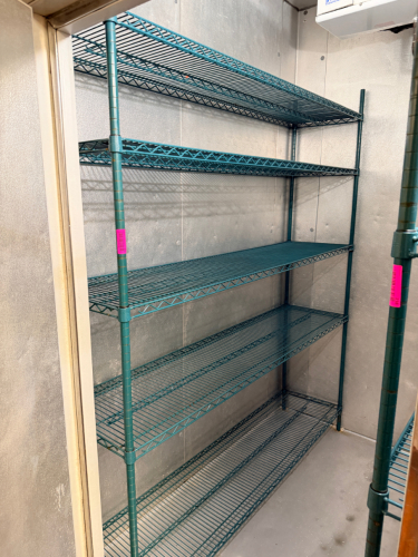 72" X 12" FIVE TIER COATED WIRE SHELF.