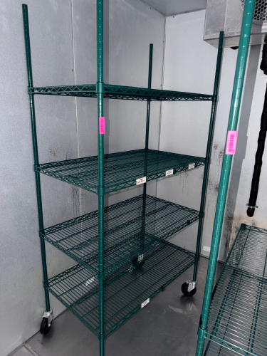 48" X 24" FOUR TIER COATED WIRE SHELF ( ON CASTERS)