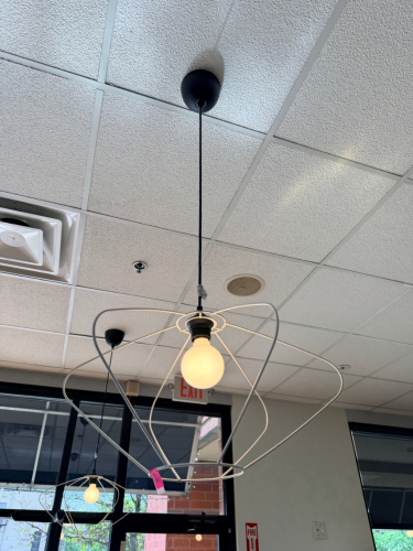 (6) PENDANT LIGHT FIXTURES W/ WIRE SHADES