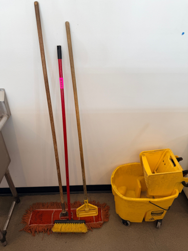 MOP BUCKET AND WRINGER.