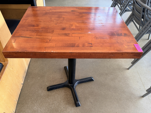 24" X 30" WOODEN TABLE W/ BASE.