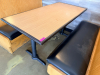 60" X 30" LAMINATE WOOD TABLE W/ DOUBLE PEDESTAL BASE. - 2