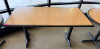 60" X 30" LAMINATE WOOD TABLE W/ DOUBLE PEDESTAL BASE.