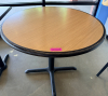 36" ROUND LAMINATE WOOD TABLE W/ BASE.