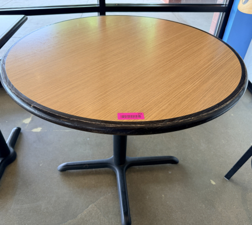 36" ROUND LAMINATE WOOD TABLE W/ BASE.