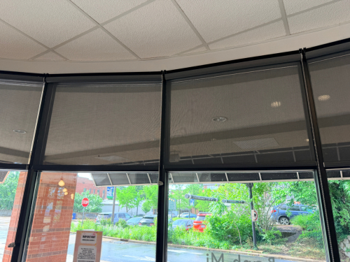 (8) 36" X 8' RETRACTABLE BLACK MESH SUN SCREEN.