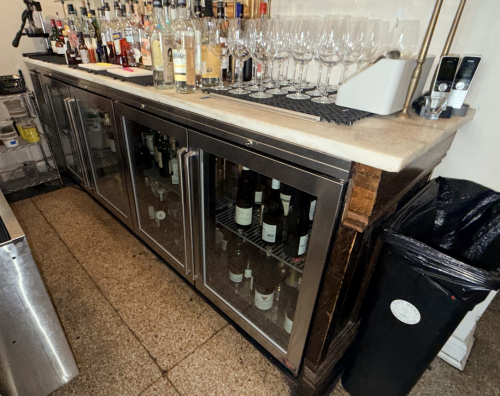 PERLICK FOUR-DOOR BACK BAR REFRIGERATOR WITH STONE TOP BAR