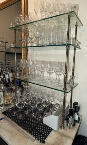 (2) 24" X 10" THREE TIER GLASS SHELVES.