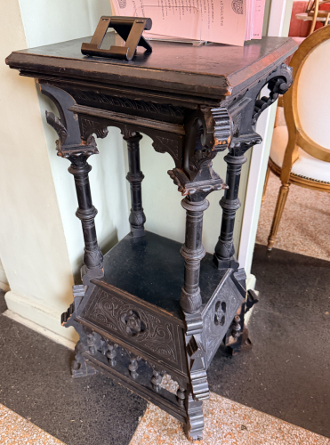 ANTIQUE VICTORIAN / EASTLAKE STYLE EBONIZED PEDESTAL STAND