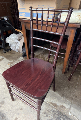 (8) DARK WOOD CHIAVARI-STYLE DINING / EVENT CHAIRS