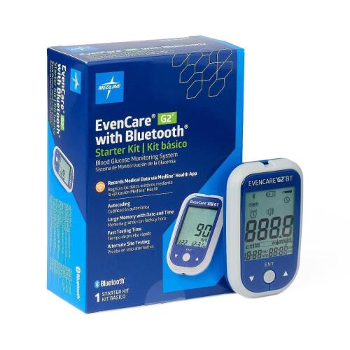 (1) EVENCARE G2 WITH BLUETOOTH STARTER KIT BLOOD GLUCOSE MONITORING SYSTEM