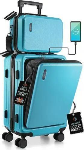 (1) 2 PIECE BLACK HARD CARRY ON WEEKENDER LUGGAGE SET