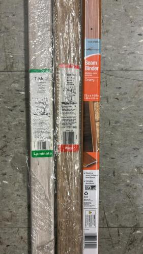 (3) ASSORTED FLOOR TRANSITION MOLDINGS AND SEEM BINDER