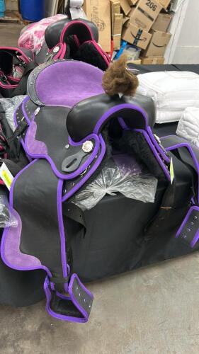 (1) PURPLE SADDLE WITH JEWELS SIZE 17