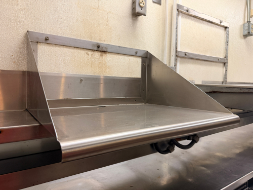 (2) 22" STAINLESS MICROWAVE WALL SHELVES.