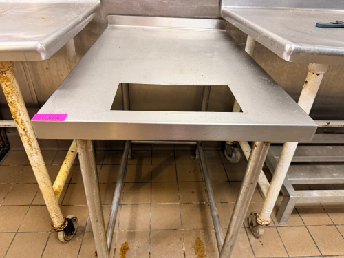 24" X 30" STAINLESS TABLE W/ 1/3 SIZE CUT OUT.