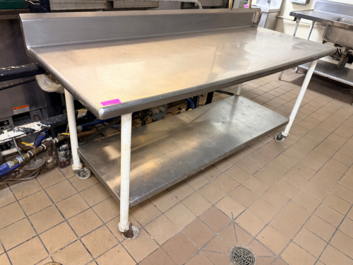 78" X 30" STAINLESS TABLE W/ 4" BACK SPLASH.