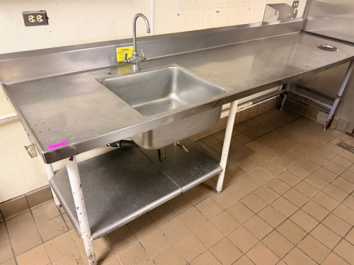 114" X 30" STAINLESS PREP TABLE W/ SINGLE WELL SINK.