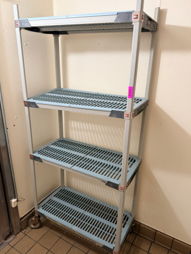 36" X 18" FOUR TIER PLASTIC SHELF ( ON CASTERS )