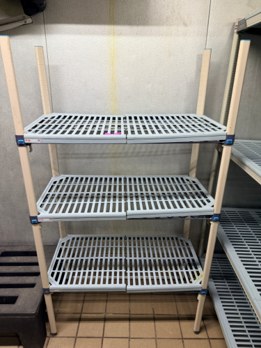 36" X 24" THREE TIER PLASTIC SHELF.