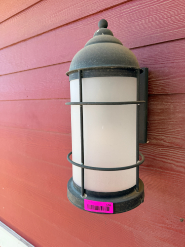 (8) WALL MOUNT SCONCE FIXTURE WITH FROSTED GLASS SHADE AND METAL HOUSING