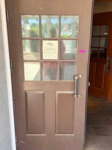 (2) 36" X 80" HARDWOOD EXTERIOR DOORS W/ GLASS CENTER INSERTS.